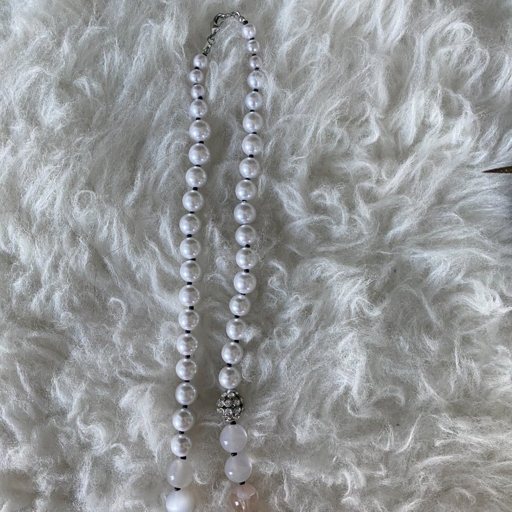 Gorgeous! Pink, pearl and white beaded necklace! - Picture 3 of 4